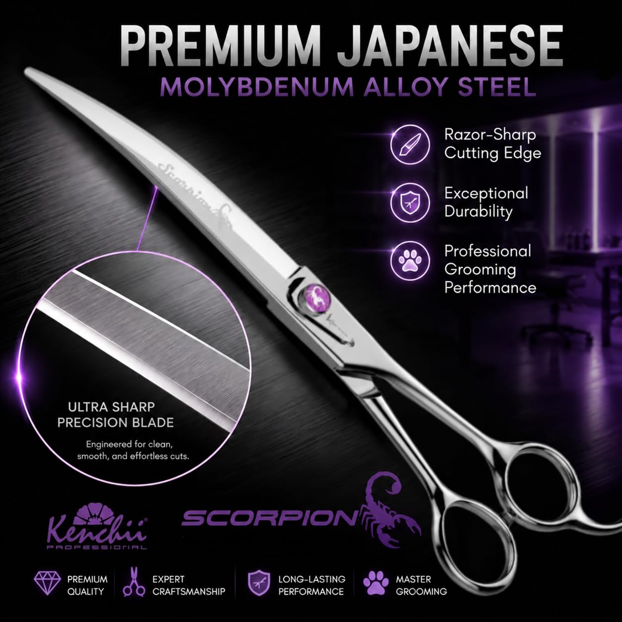 Amazon.co.jp: Kenchii Scorpion Grooming Shears 9 Curved by Kenchii